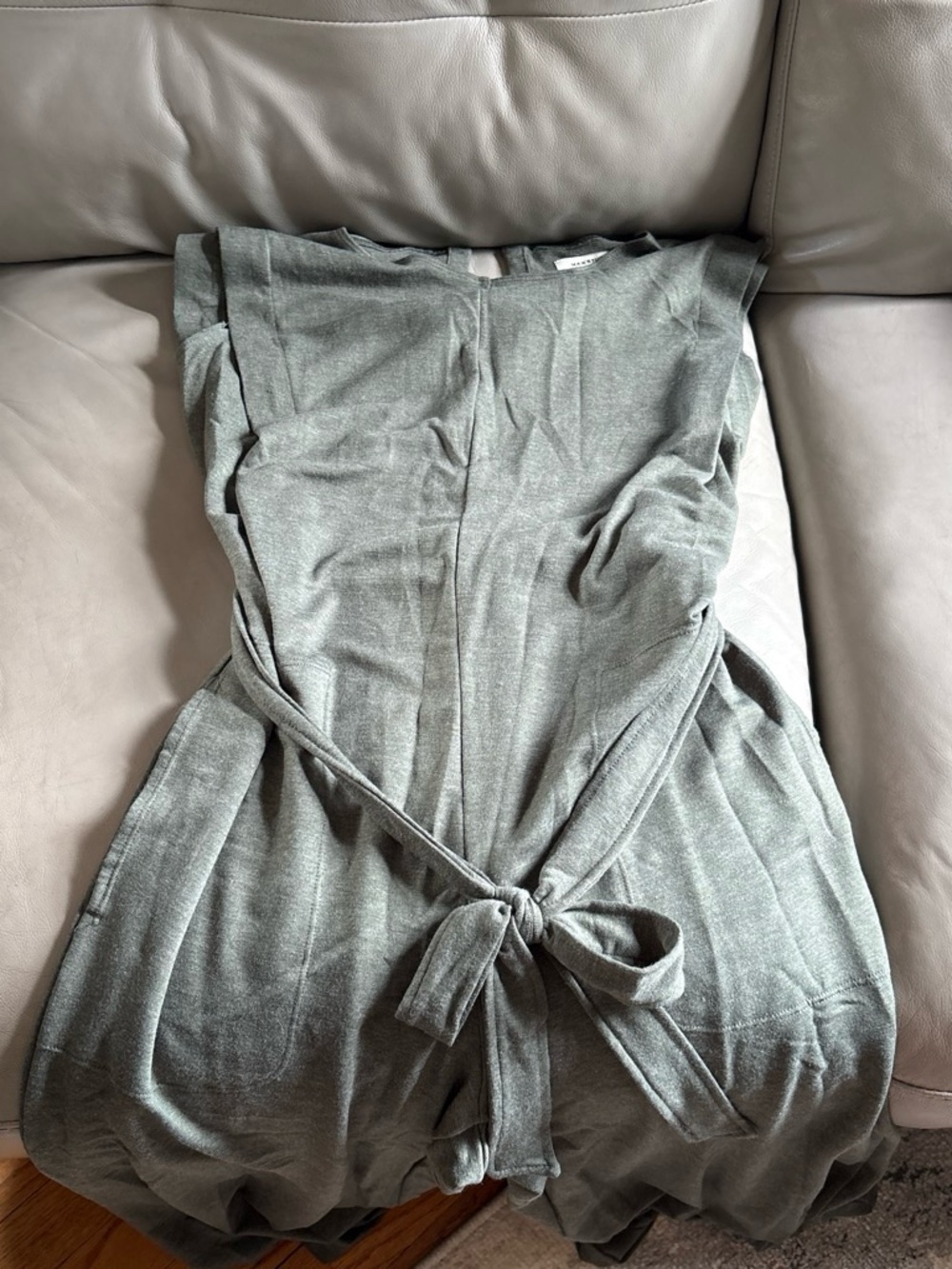 Max Studio Olive Green Sleeveless Tie-Waist Jumpsuit